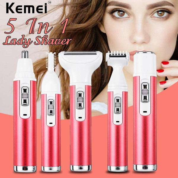 KEMEI KM 3628 Hair Remover For Women,painless 5 In 1 Electric Shaver Usb Rechargeable, eyebrow Nose Trimmer, body Waterproof Bikini Facial Hair